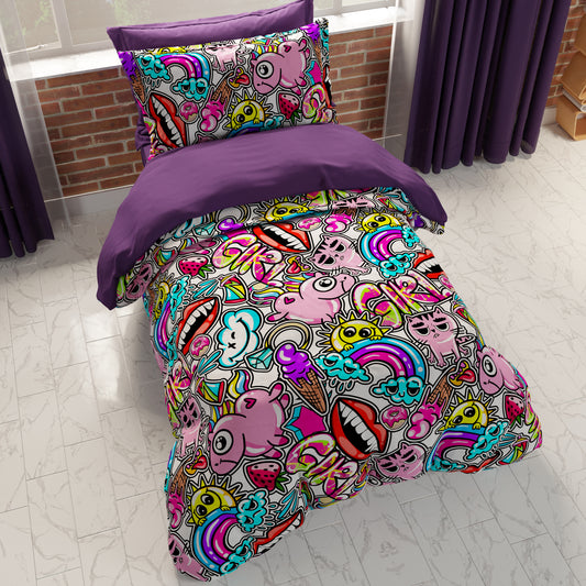 Housse de couette double, simple et une place et demie, Fresques Girl