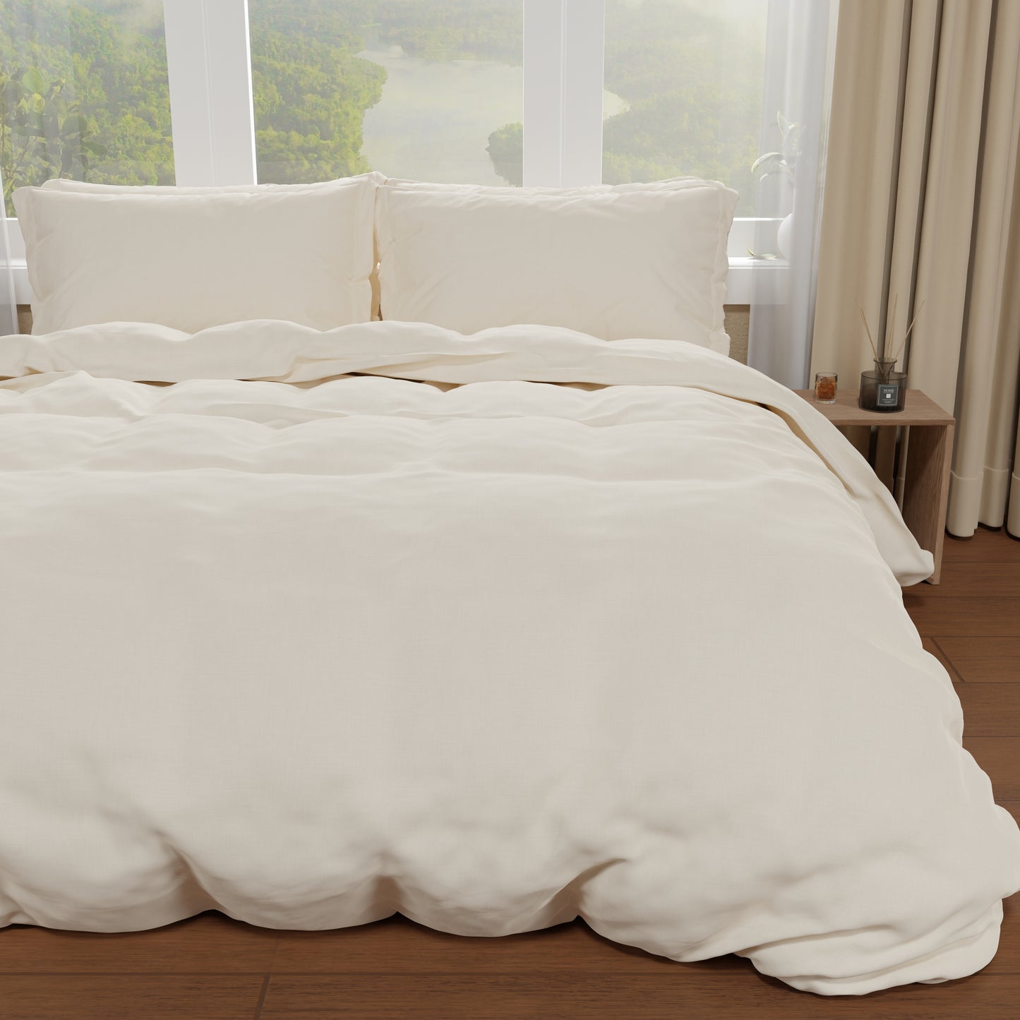 Double Duvet Cover, Duvet Cover and Pillowcases, Plain Cream