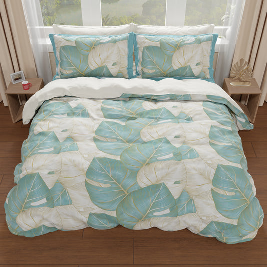 Housse de couette double, simple, une place et demie, Tropical Céleste Or