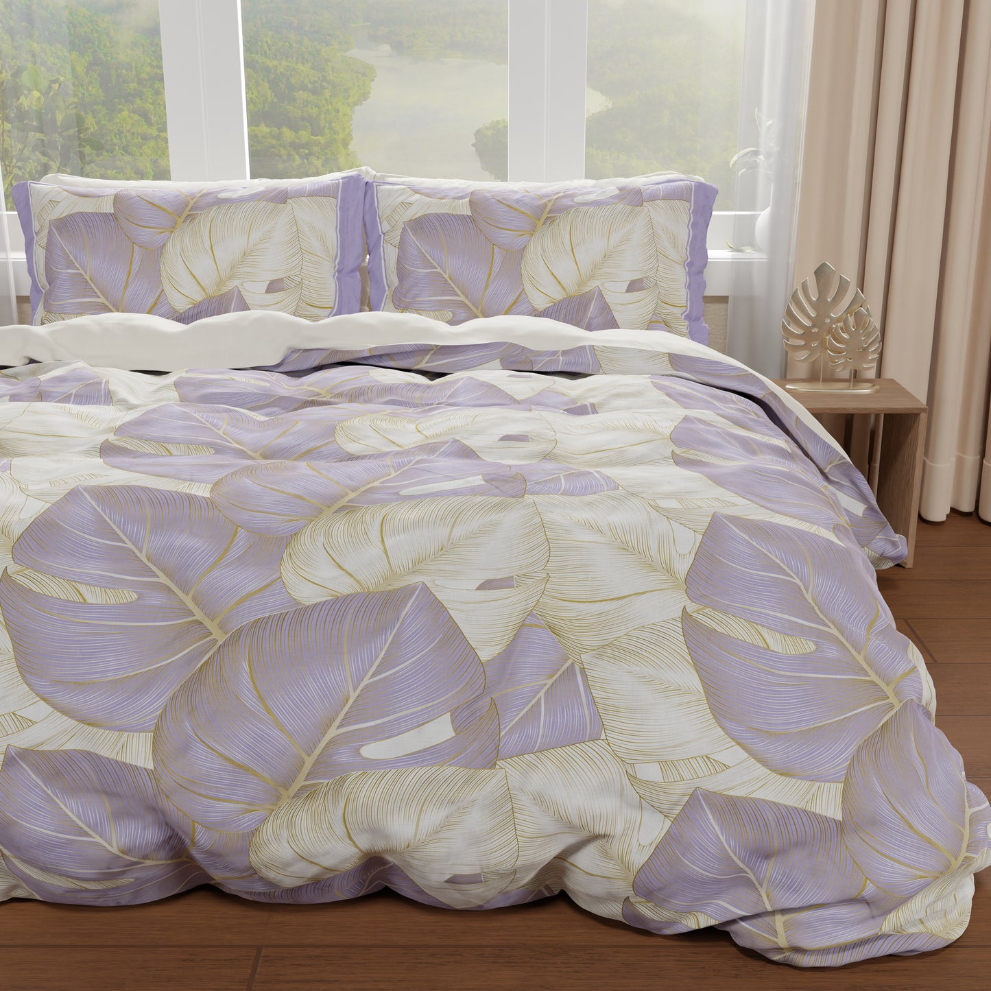 Double, Single, Queen and Half Duvet Cover, Tropical Lilla Gold