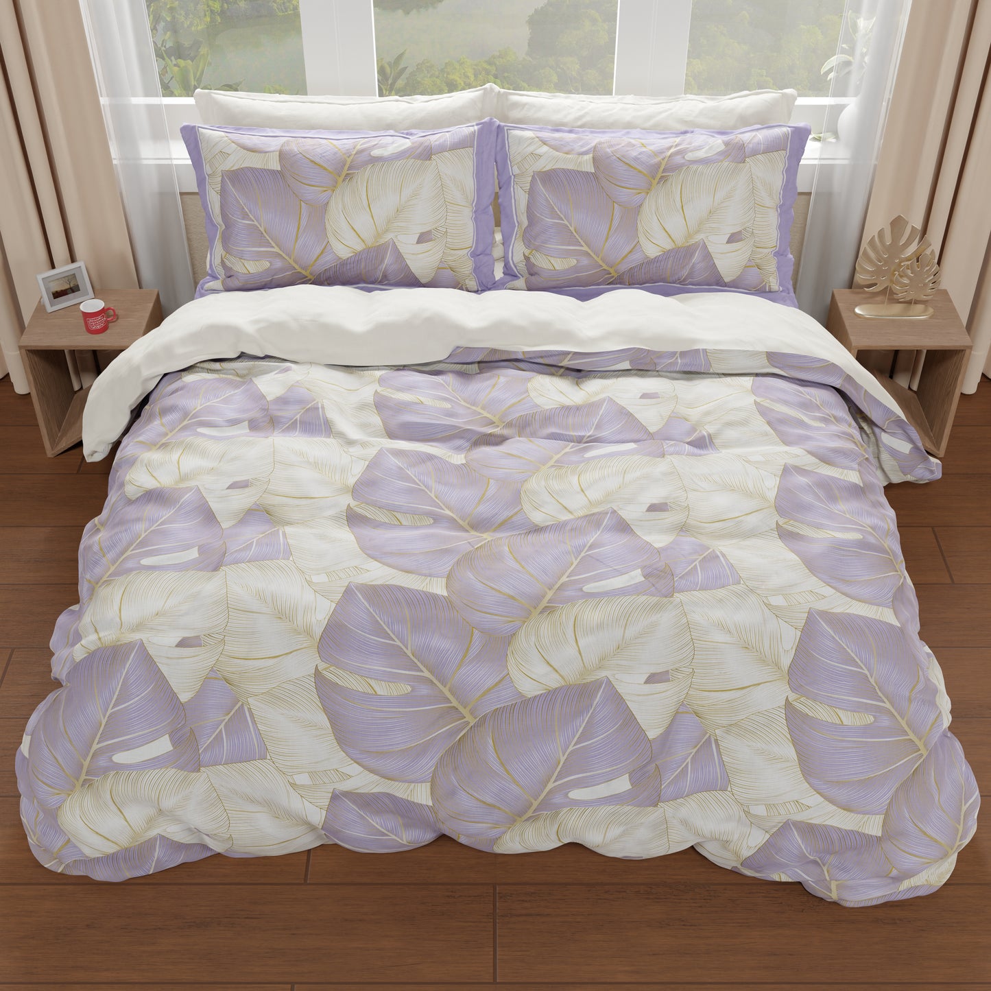 Double, Single, Queen and Half Duvet Cover, Tropical Lilla Gold
