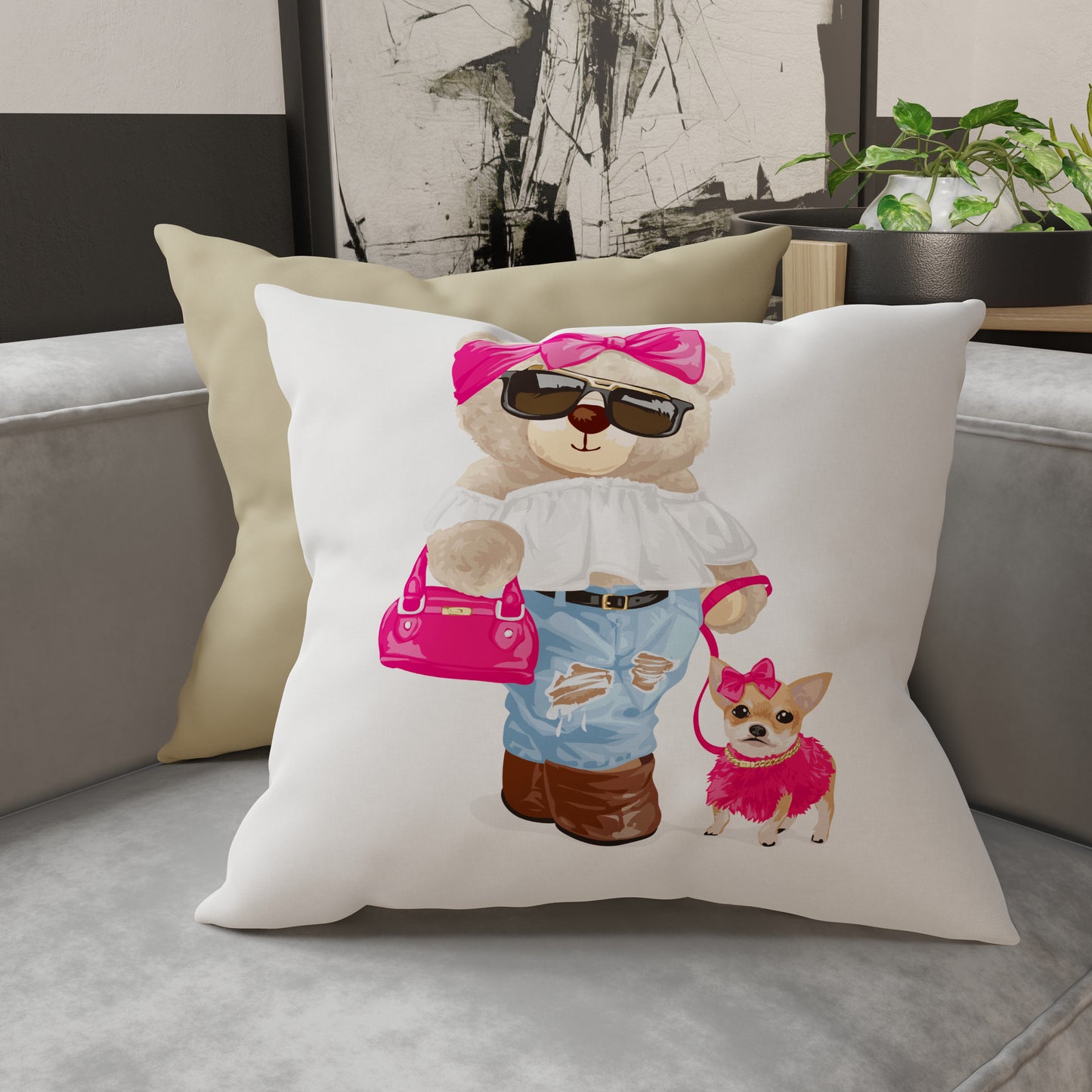 Cushions, Sofa Cushion Covers, Furnishing Cushions in Teddy Cool Girl Digital Print