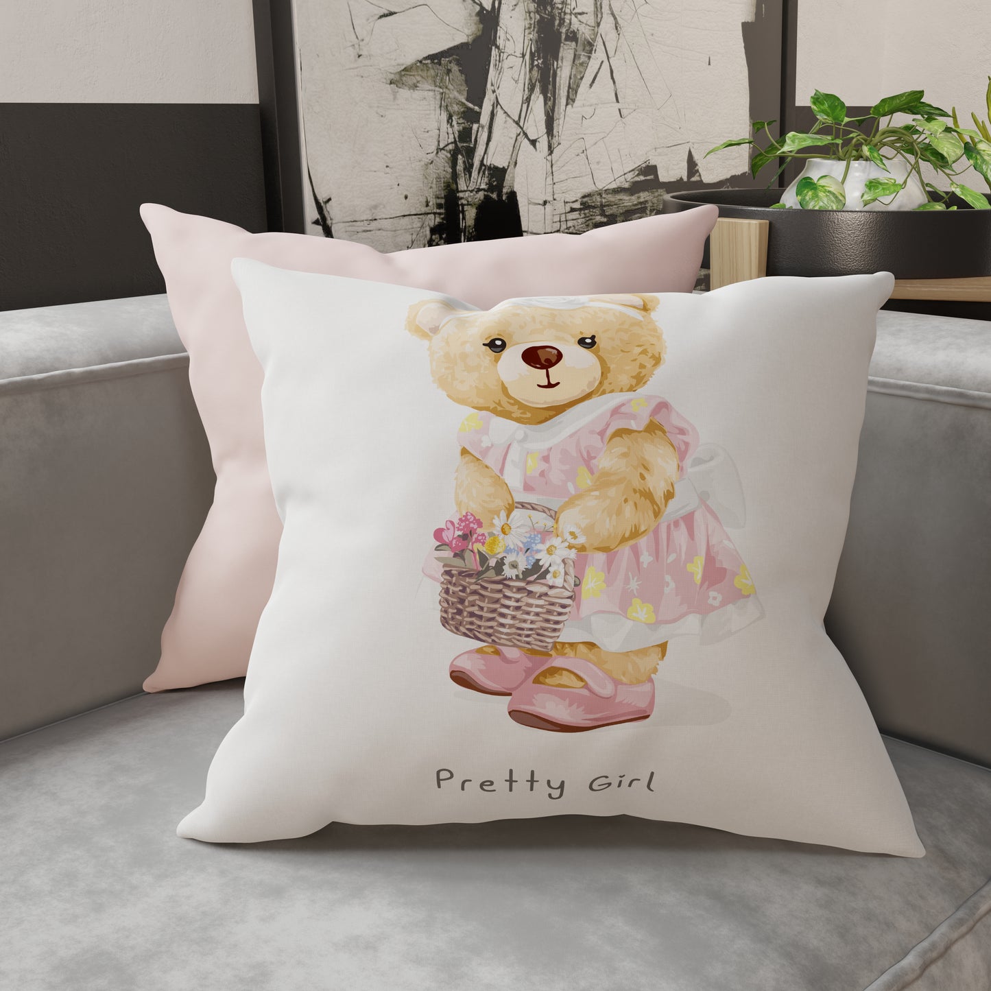 Cushions, Sofa Cushion Covers, Furnishing Cushions in Teddy Girl Digital Print