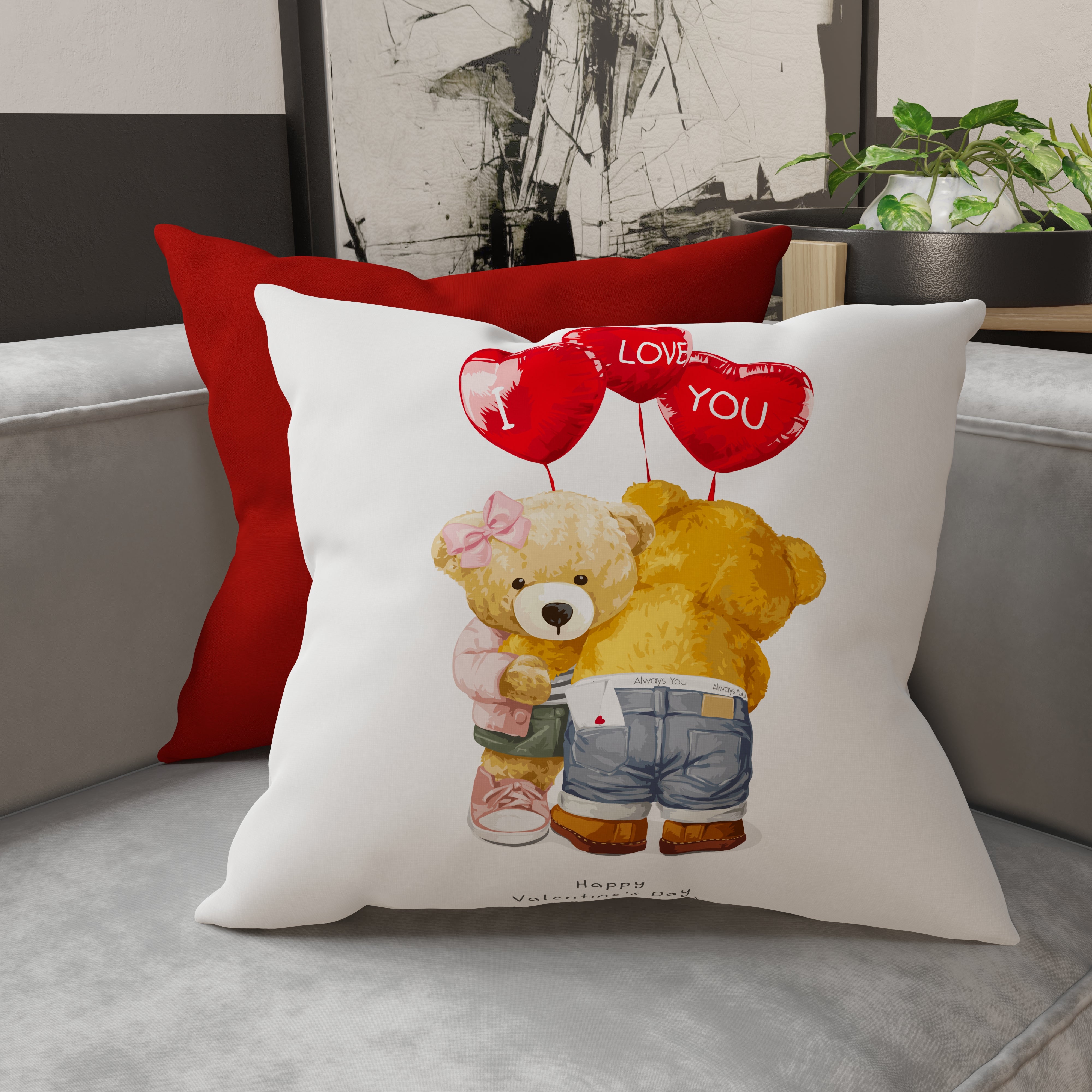 PETTI Cuscini, Copricuscini Divano, Cuscini Arredo in Stampa Digitale Teddy San Valentino