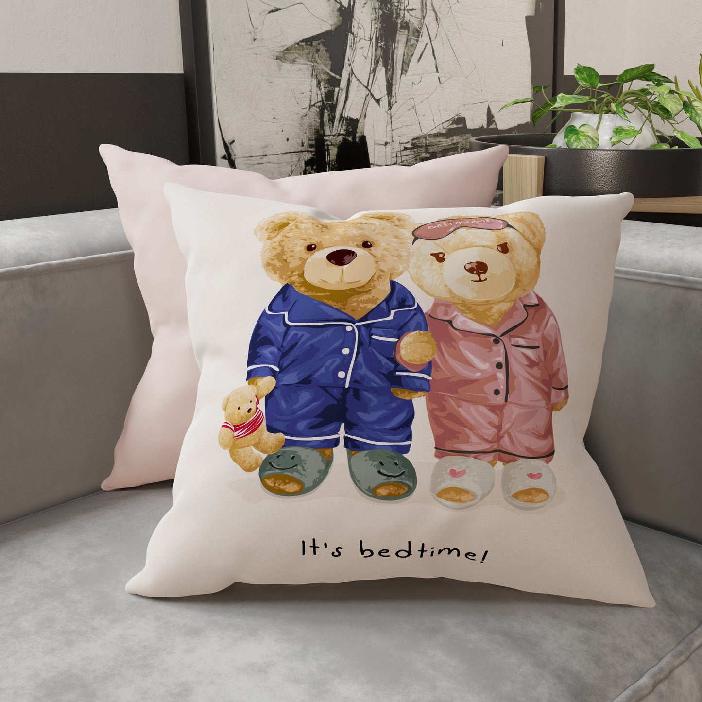 Cushions, Sofa Cushion Covers, Teddy Sleep Digitally Printed Furnishing Cushions