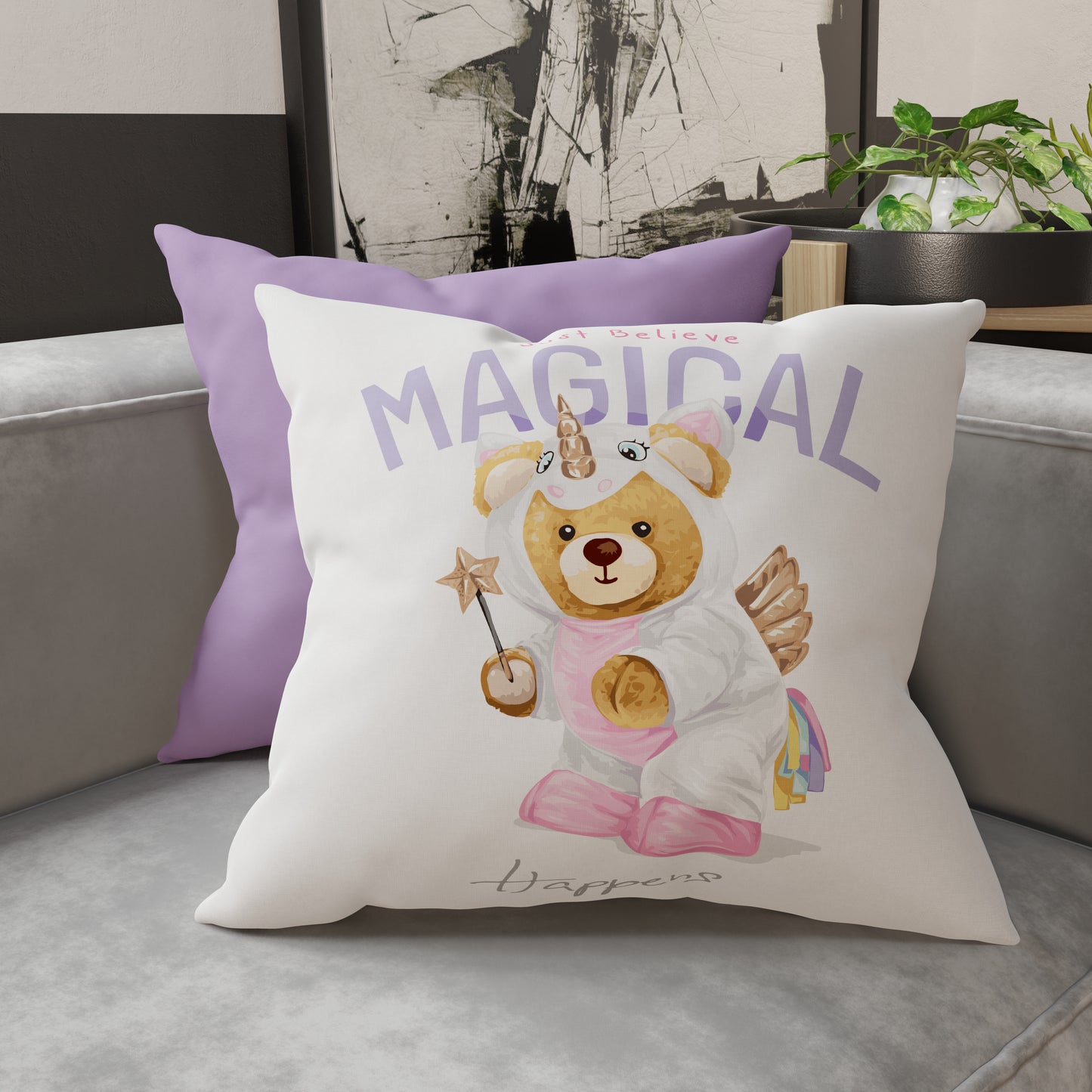 Cushions, Sofa Cushion Covers, Furnishing Cushions in Teddy Unicorn Digital Print