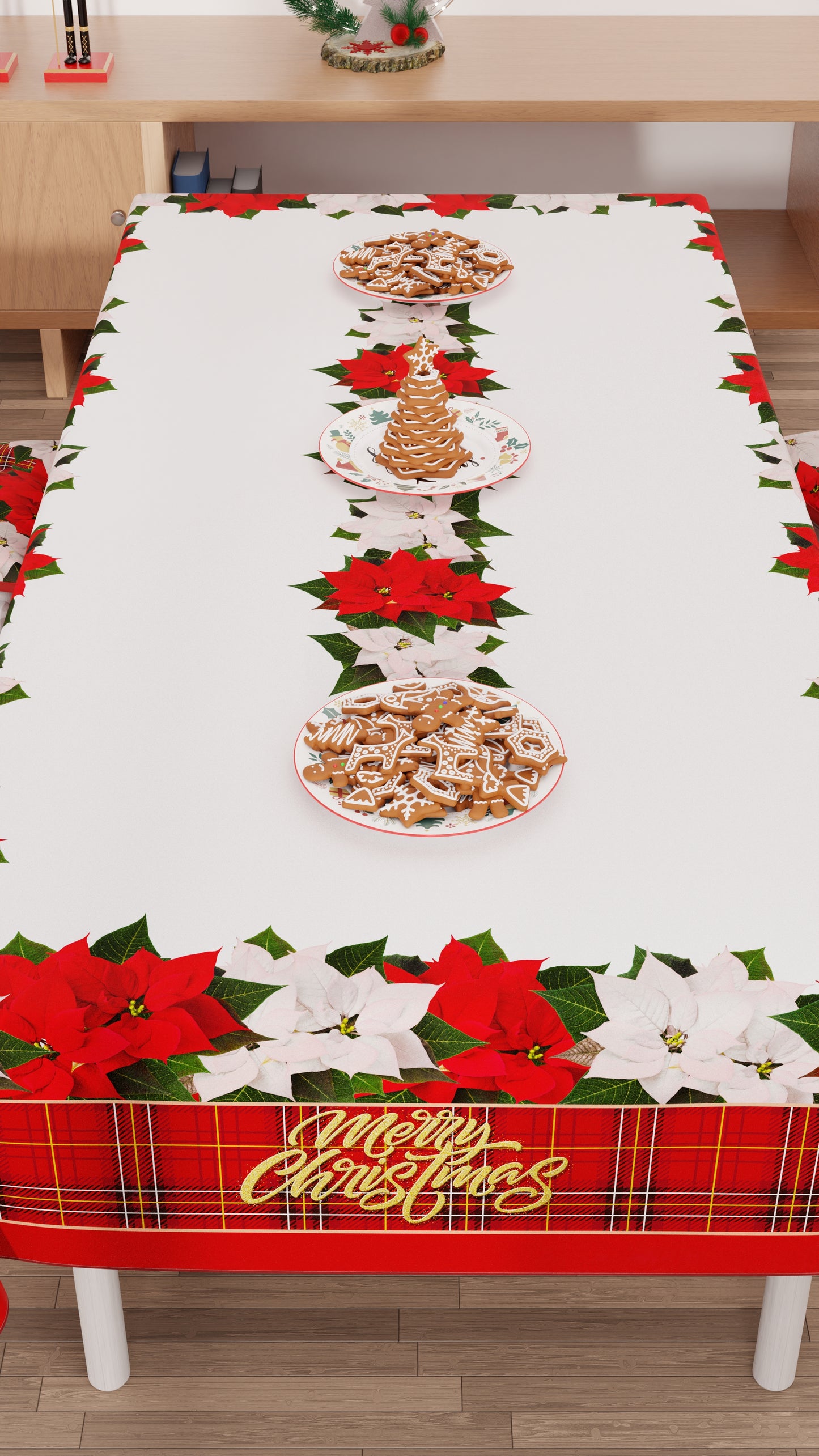 Tovaglia Natalizia, Tovaglia da tavola Antimacchia, Copritavolo da Cucina Floreale.