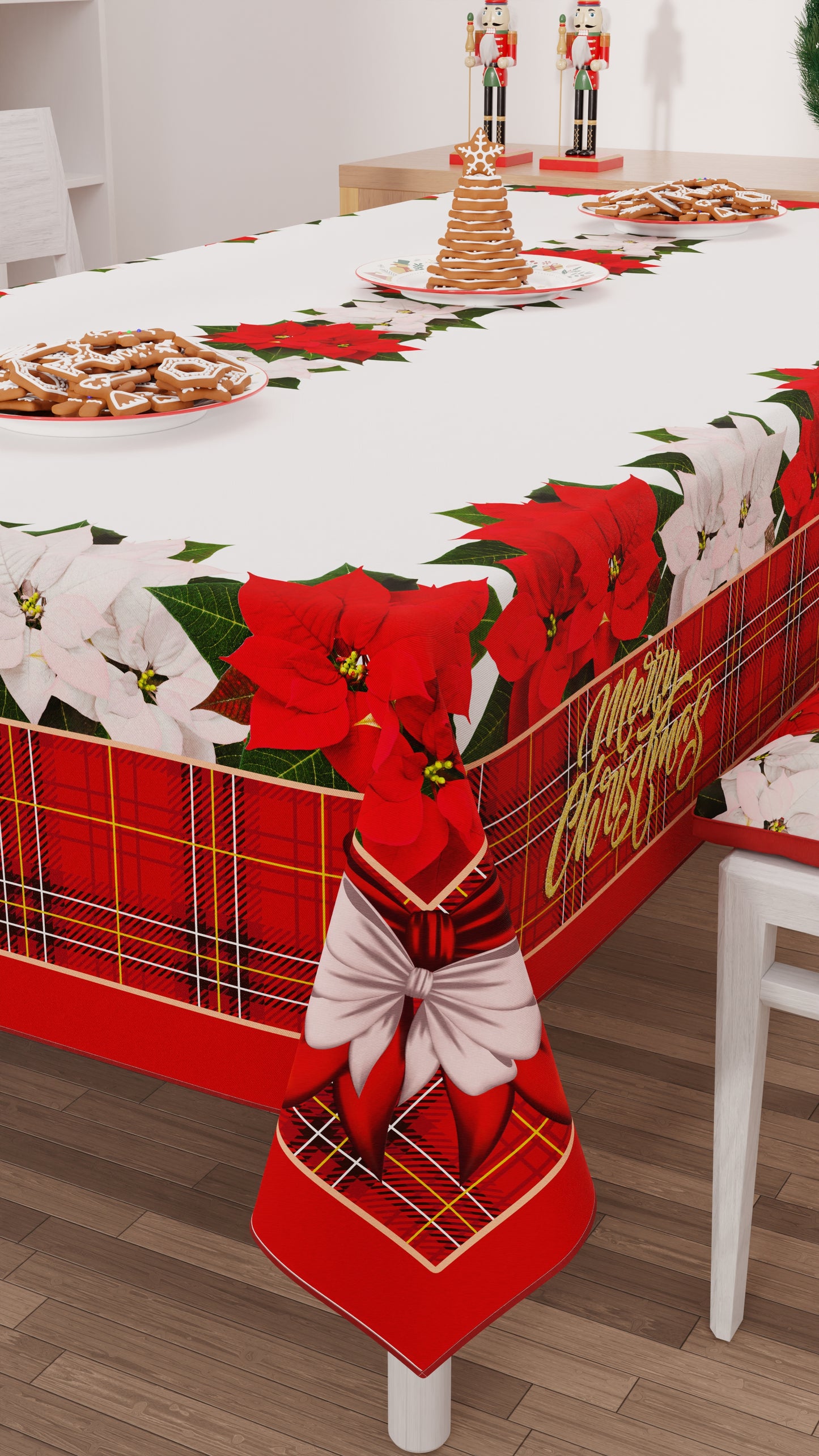 Tovaglia Natalizia, Tovaglia da tavola Antimacchia, Copritavolo da Cucina Floreale.