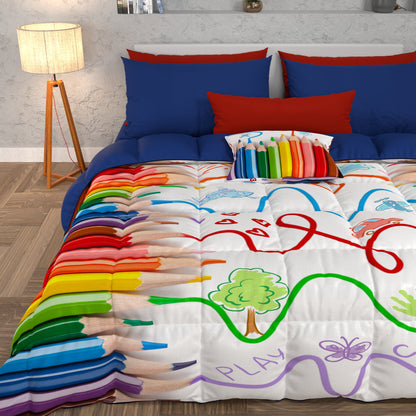 Couette, Double, Simple, Queen et Demi Quilt, Crayons