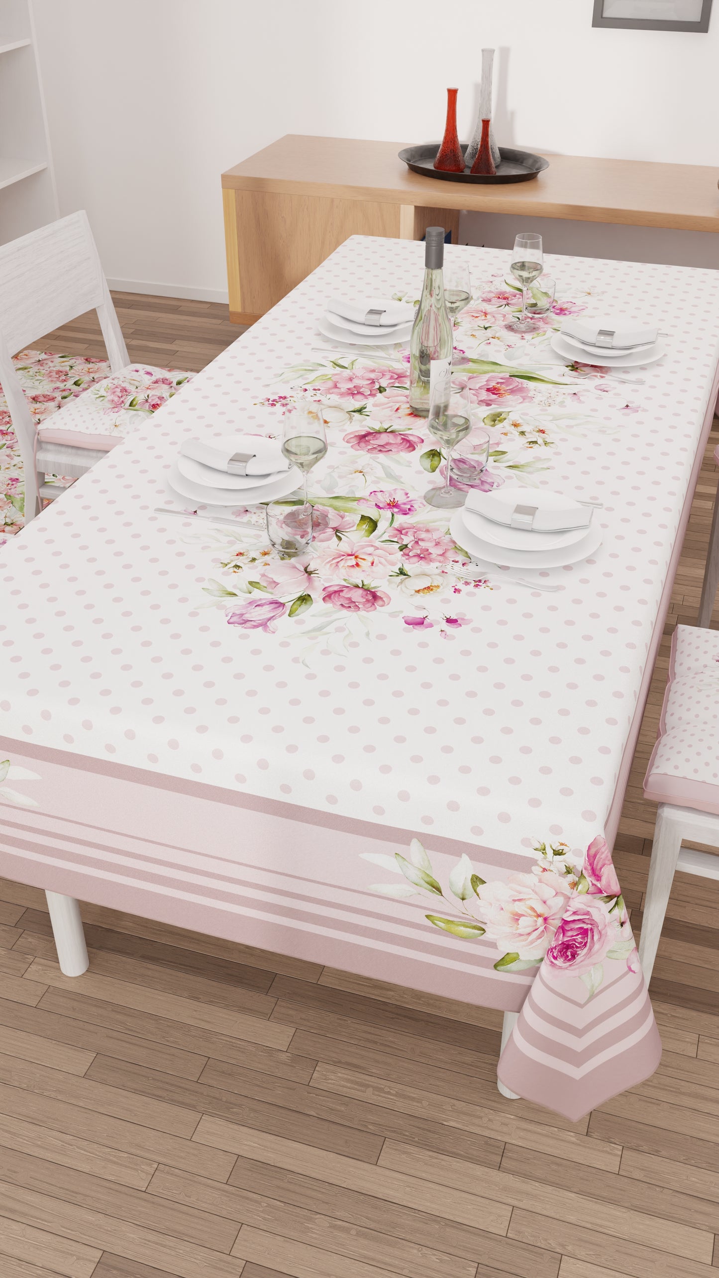Stain-resistant tablecloth, kitchen tablecover, Shabby Polka Dot Powder