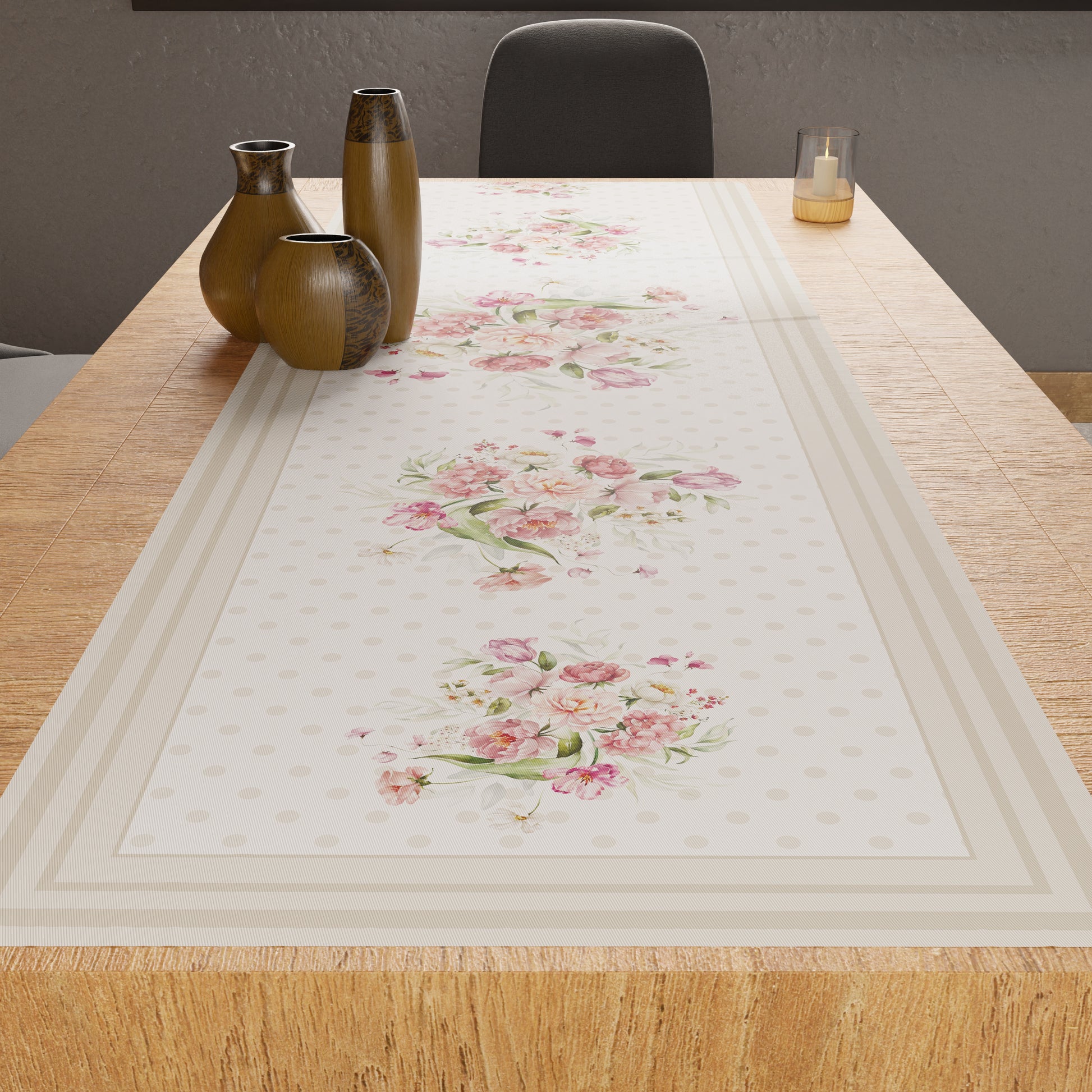 Runner tavolo Pois bianchi in cotone 50x145 cm - Arredo per la casa