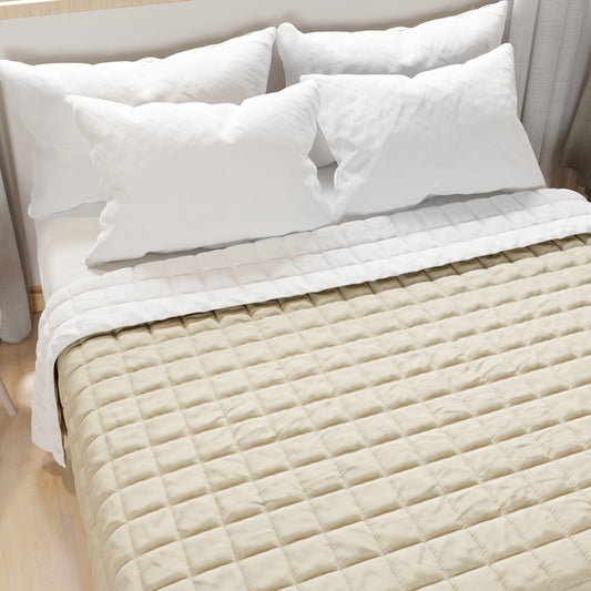 Trapuntino Copriletto Primaverile Autunnale Double Face Bianco Tortora