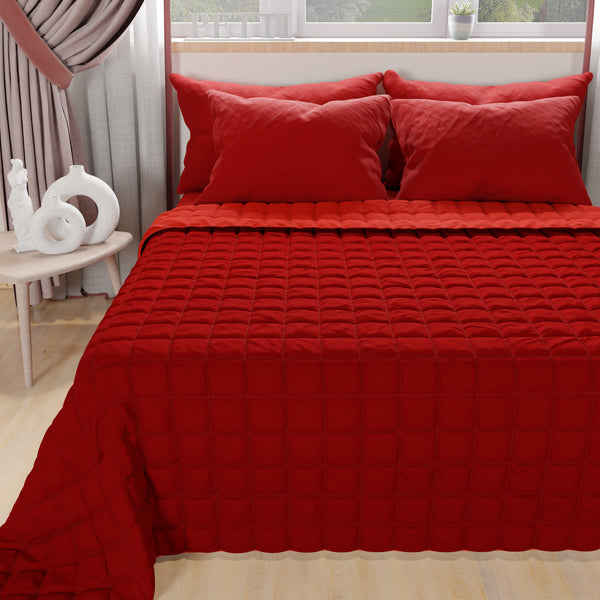 Courtepointe couvre-lit printanière automnale double face Rouge Bordeaux