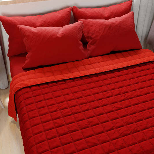 Trapuntino Copriletto Primaverile Autunnale Double Face Rosso Bordeaux