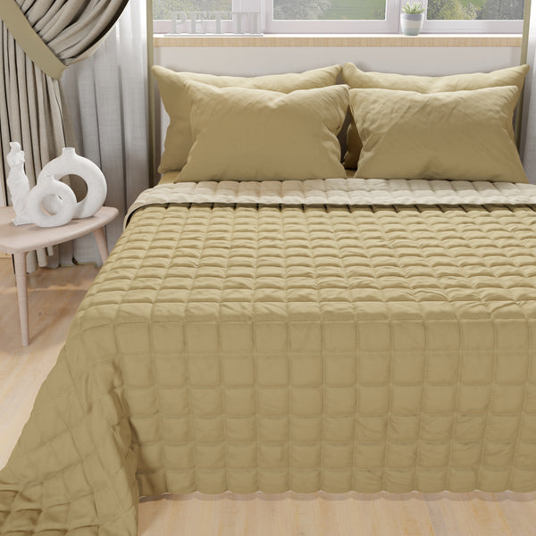 Courtepointe couvre-lit printanière automnale double face Boue Taupe