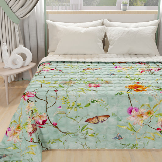 Spring Autumn Quilt Bedspread in Spring Aquamarine Digital Print