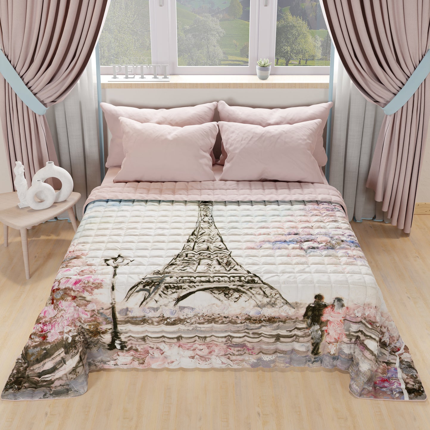 Spring Autumn Quilt Bedspread in Digital Print Paris