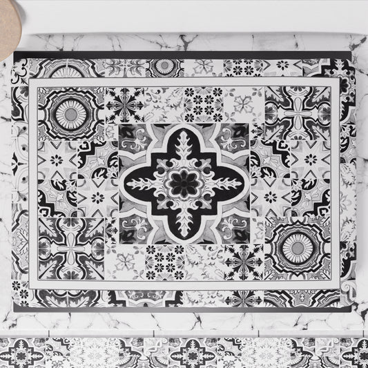 Couverture de cuisinière géométrique couvertures de cuisine imprimées numériquement Vietri 02 noir