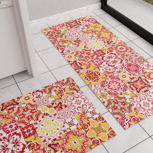 Modern non-slip kitchen rug Washable kitchen runner Vietri 02 Red