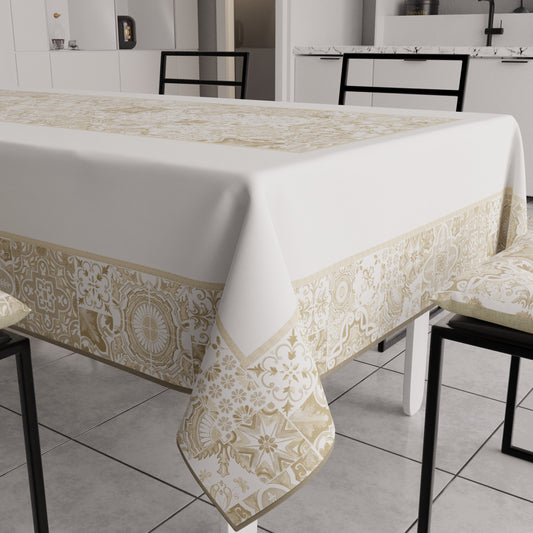 Modern Tablecloth, Kitchen Tablecover, Vietri 02 Beige