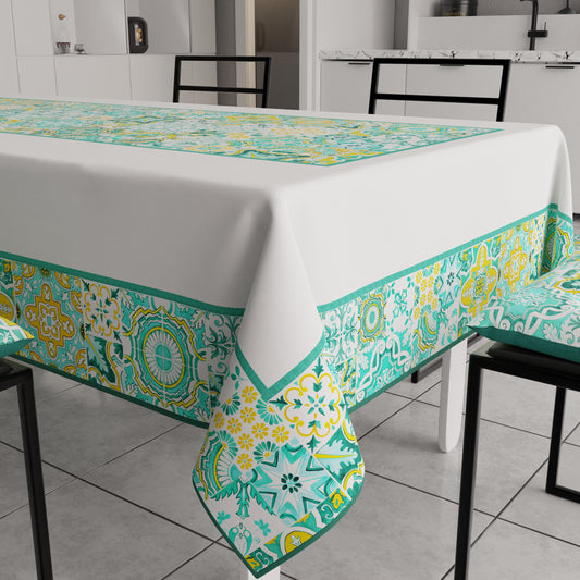 Nappe moderne, couverture de table de cuisine, Vietri 02 Aqua Green