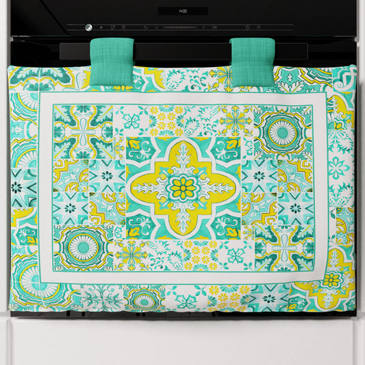 Geometric Oven Cover for Kitchen in Vietri Digital Print 02 Water Green 1pc