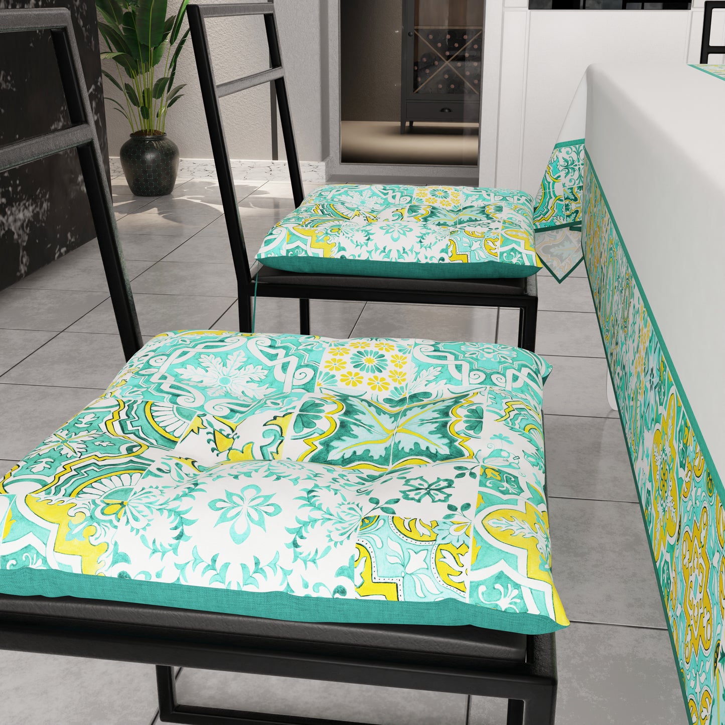 Cushions for Chairs Chair Cover 6 Pieces Vietri 02 Aqua Green