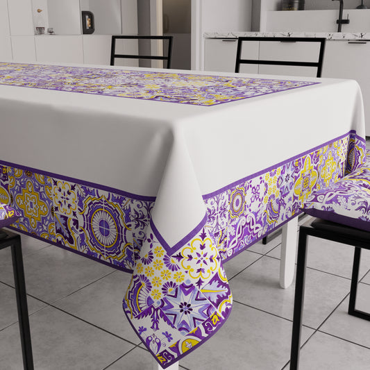 Modern Tablecloth, Kitchen Tablecover, Vietri 02 Purple