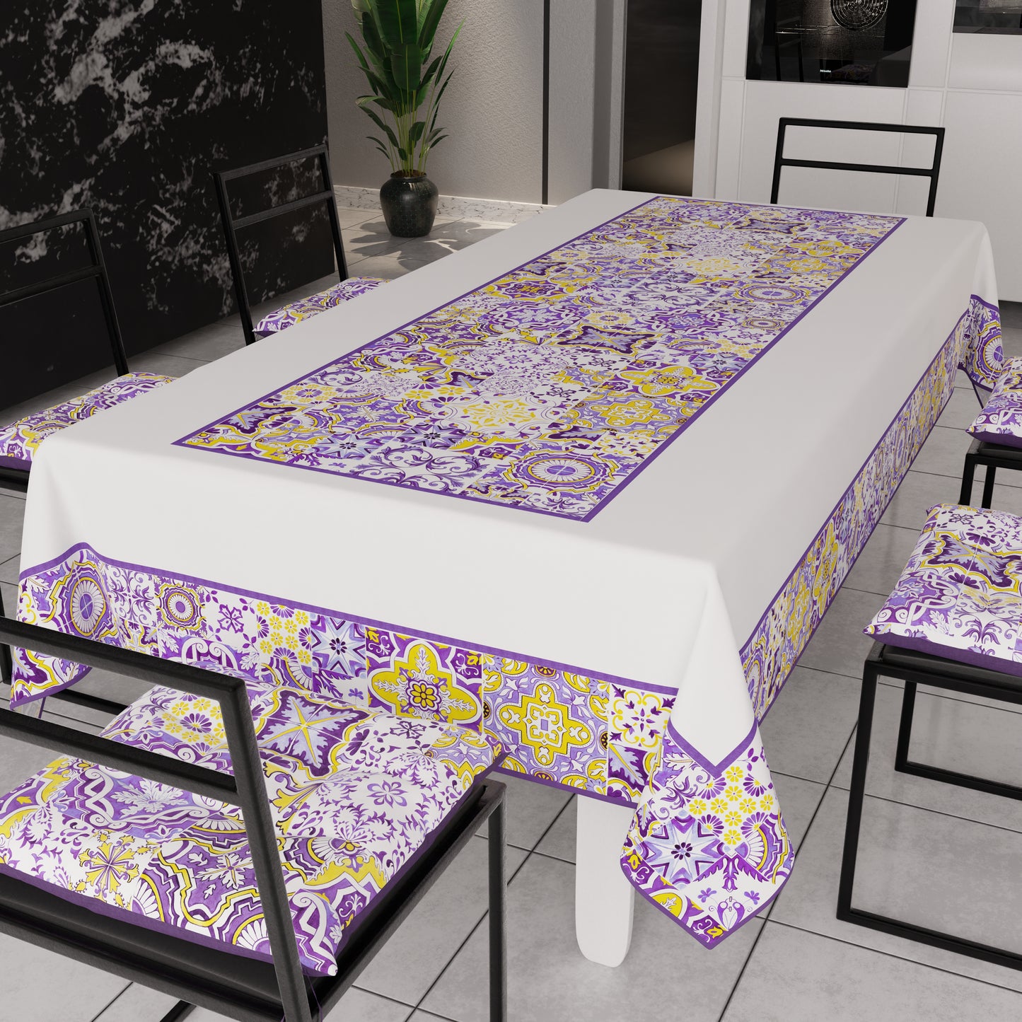 Modern Tablecloth, Kitchen Tablecover, Vietri 02 Purple