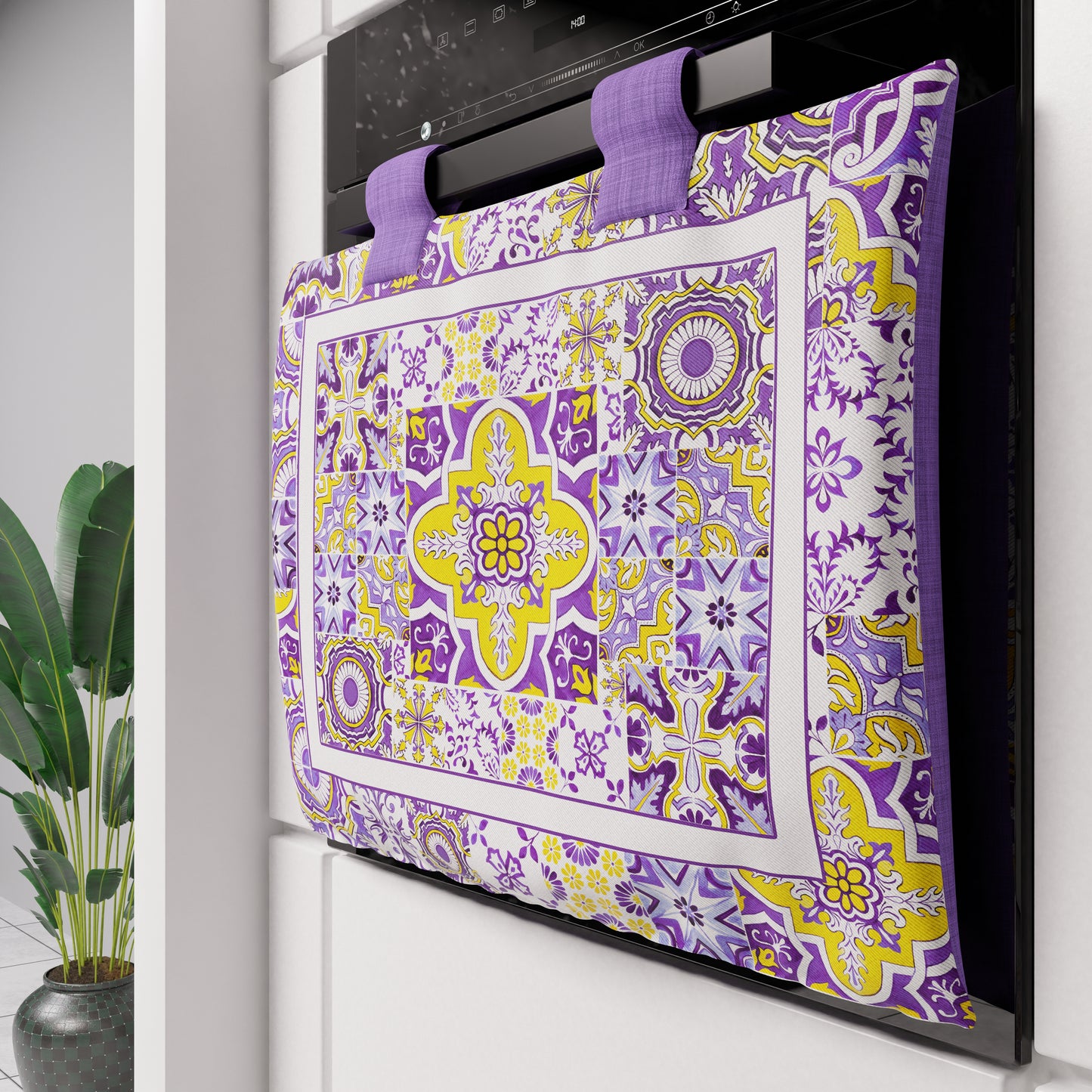 Geometric Oven Cover for Kitchen in Vietri Digital Printing 02 Purple 1pc