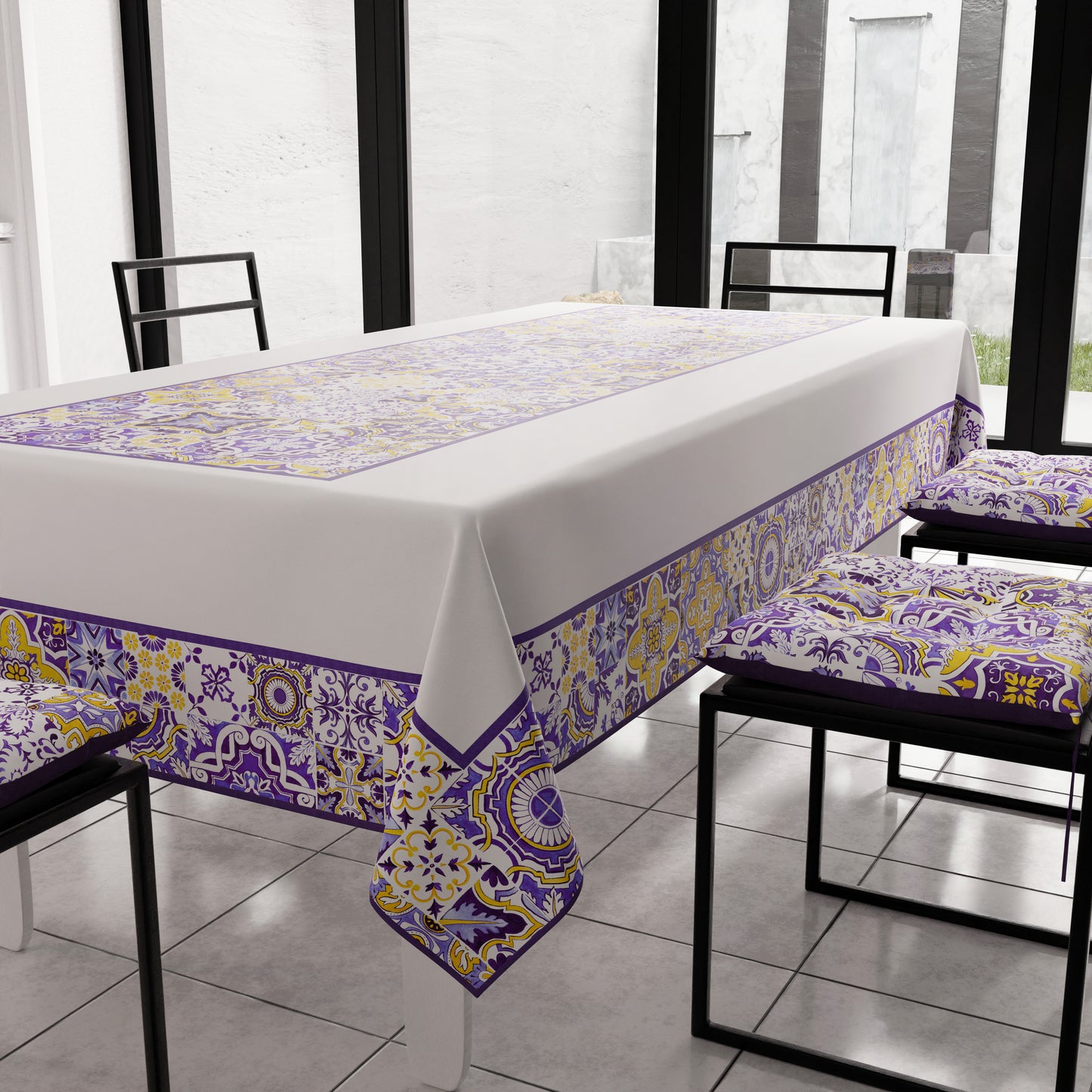 Nappe moderne, couverture de table de cuisine, Vietri 02 violet