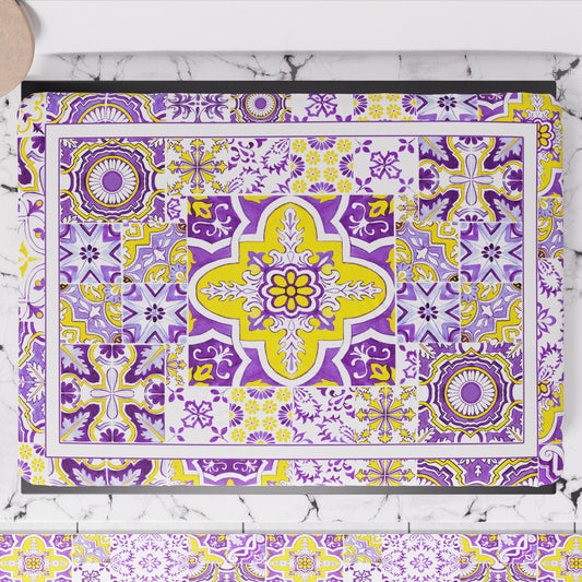 Geometric Stove Cover Kitchen Fire Cover in Vietri Digital Printing 02 Purple