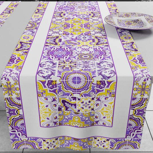 Chemin de table géométrique, chemin de table géométrique, chemin de cuisine Vietri 02 violet