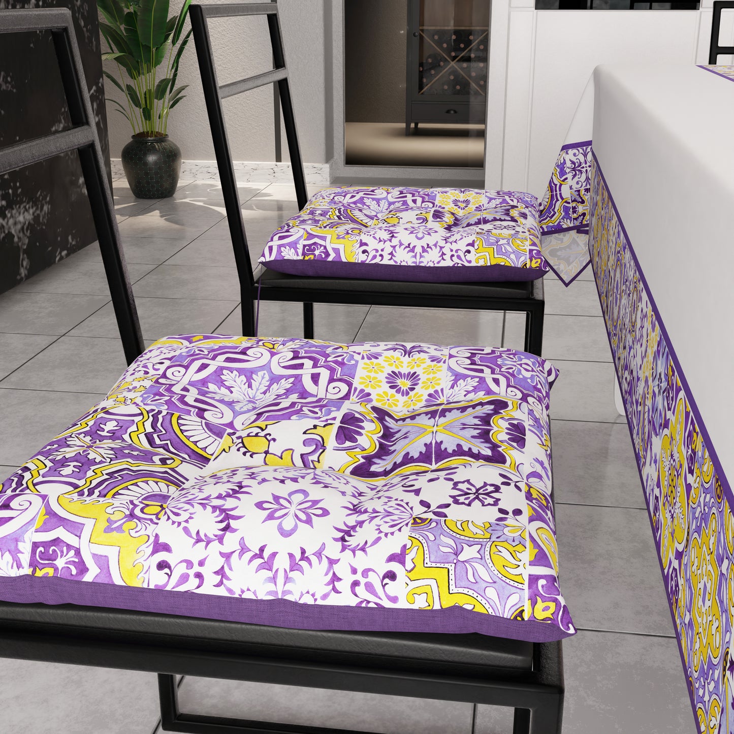 Cushions for Chairs Chair Cover 6 Pieces Vietri 02 Purple